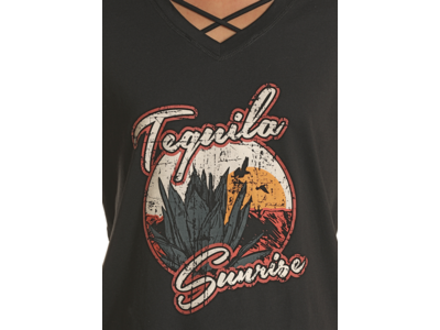 Rock and Roll Denim Tequila Sunrise Graphic Tee-