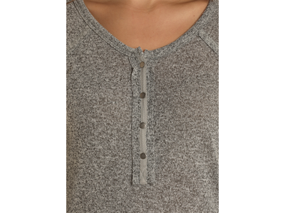 Rock and Roll Denim Long Sleeve Henley- Grey-