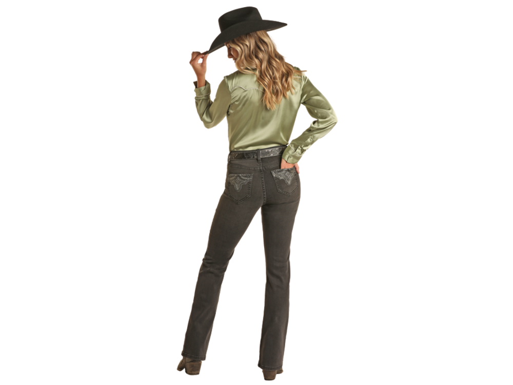 Rock and Roll Denim MidRise Boot- Black- BW4MD02342-