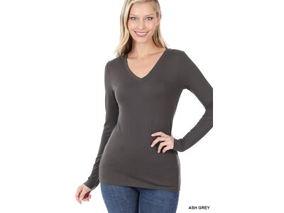 Brushed Microfiber V-Neck- Ash Grey