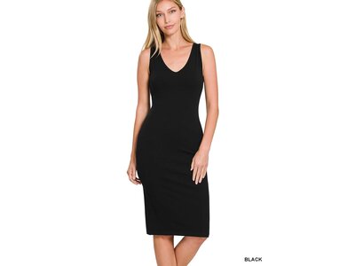 Cotton Midi Dress- Black