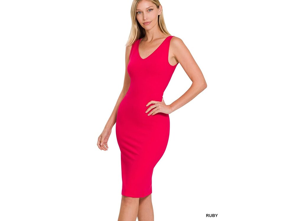 Cotton Midi Dress- Ruby