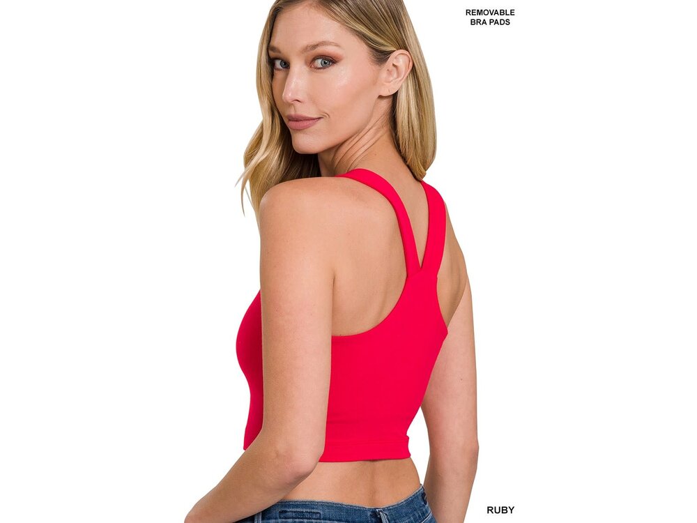 V-Neck V-Back Crop Top- Ruby