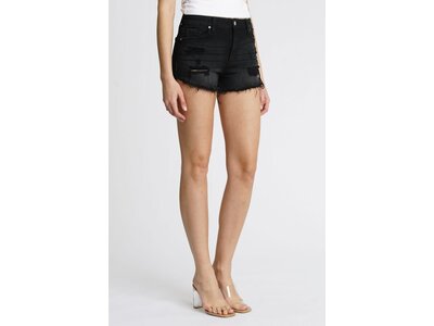 Eunina Black High Rise Distressed Shorts