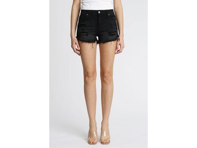 Eunina Black High Rise Distressed Shorts