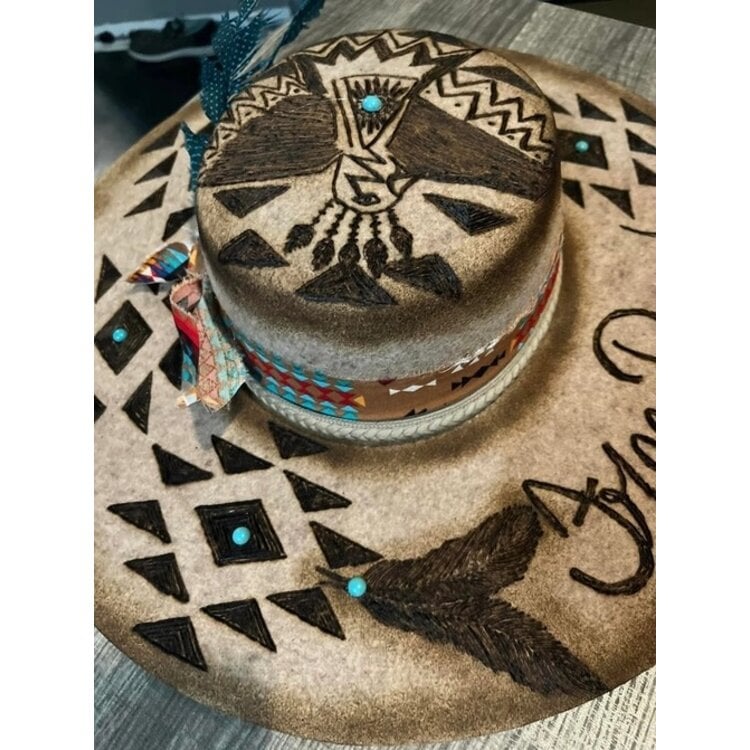 Custom-Painted Gold Peace Sign Hat - Nomadic Artist Streetwear