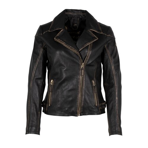 Mauritius Peggie Leather Jacket- Black Beige-