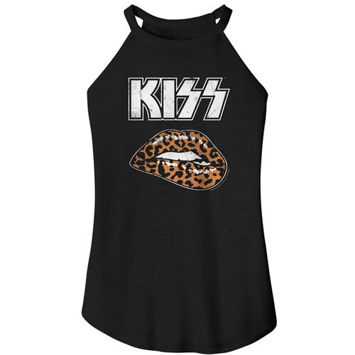 Kiss- Rocker Tank- Leopard Lips- Black- Kiss- Rocker Tank- Leopard Lips- Black-