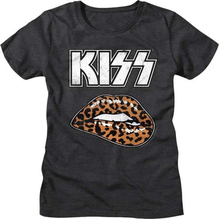 Juniors- Kiss- Leopard Lips- Heather Grey-