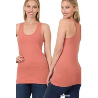 Long Racerback Stretch Tank- Ash Rose-