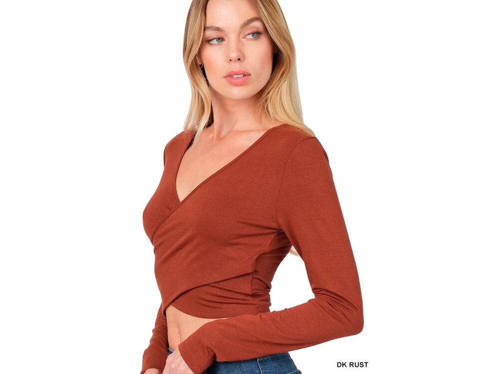 Twist Front Crop Top- Rust