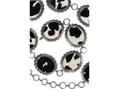 Blandice Jewelry Cowhide Concho Belt- Black- 33in