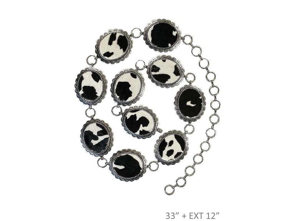 Blandice Jewelry Cowhide Concho Belt- Black- 33in