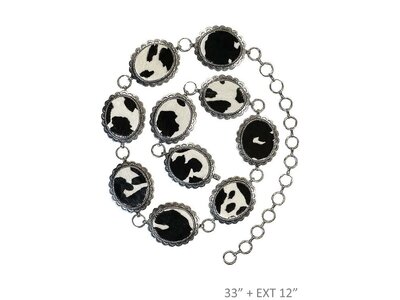 Blandice Jewelry Cowhide Concho Belt- Black- 33in