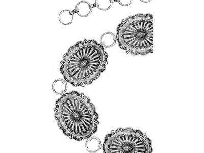 Blandice Jewelry Classic Round Floral Concho Belt- Silver- L/XL