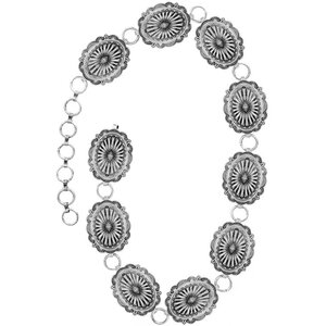 Blandice Jewelry Classic Round Floral Concho Belt- Silver- L/XL