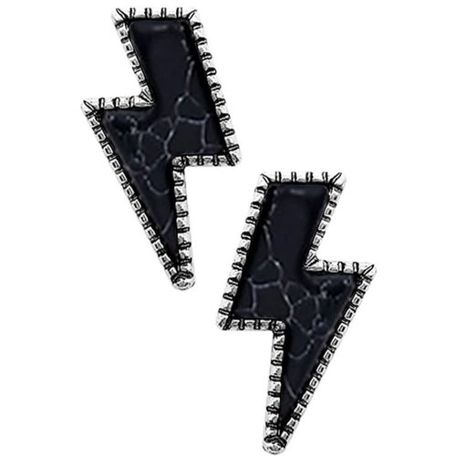 Blandice Jewelry Natural Stone Lightning Bolt- Black