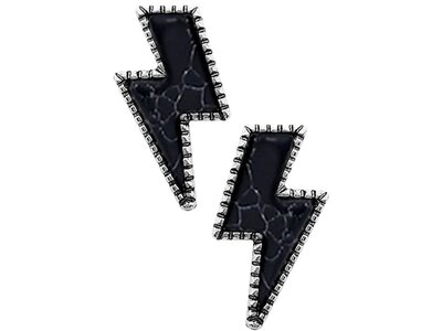 Blandice Jewelry Natural Stone Lightning Bolt- Black
