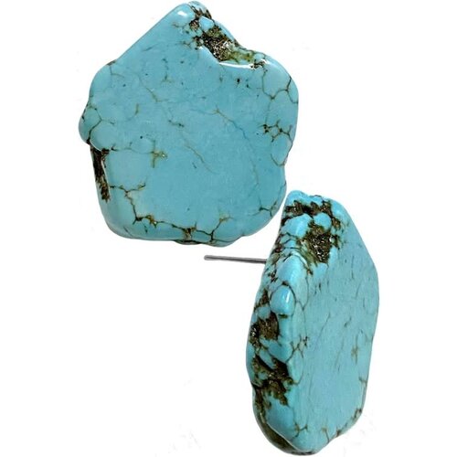 Blandice Jewelry Natural Stone Stud Earring- Turquoise