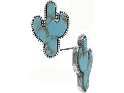 Blandice Jewelry Turquoise Cactus Stud Earring-