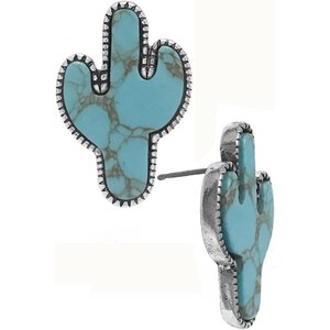 Blandice Jewelry Turquoise Cactus Stud Earring-