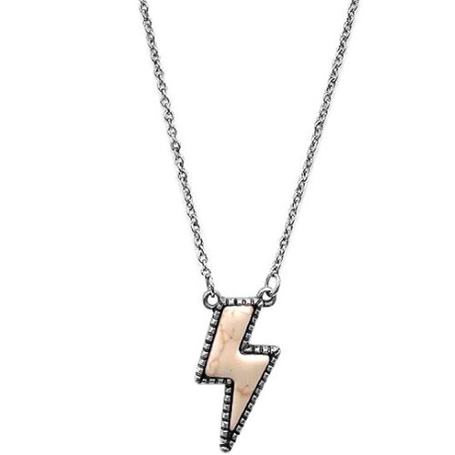 Blandice Jewelry Stone Lightning Necklace- White
