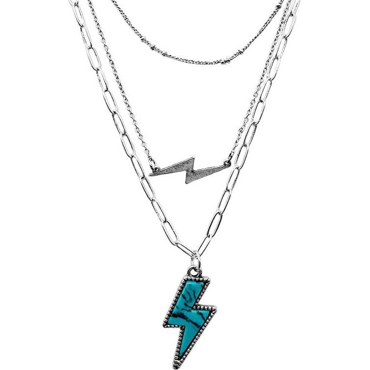Blandice Jewelry Layered Lightning Chain Necklace