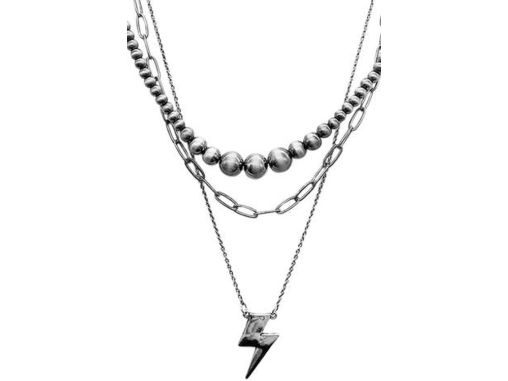Blandice Jewelry Navajo Pearl Lightning Bolt Layered Necklace