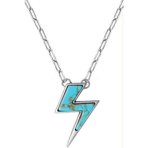 Blandice Jewelry Turquoise Lightning Bolt Short Necklace