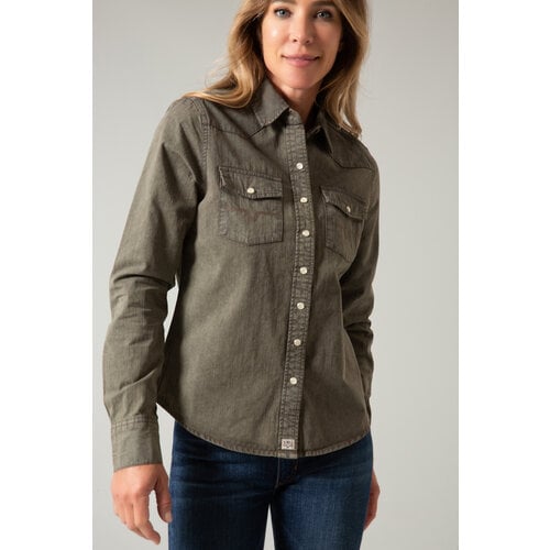 Kimes Ranch Kaycee Denim Top- Army-