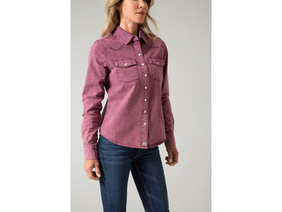 Kimes Ranch Kaycee Denim Top- Wine-