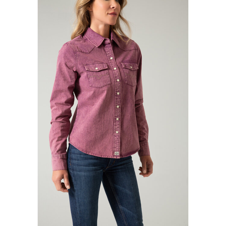 Kimes Ranch Kaycee Denim Top- Wine-