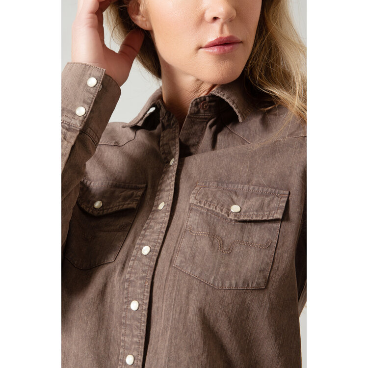 Kimes Ranch Kaycee Denim Top- Brown-