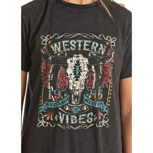 Rock and Roll Denim Long Graphic T-Shirt Dress- Rock and Roll Denim Long Graphic T-Shirt Dress-
