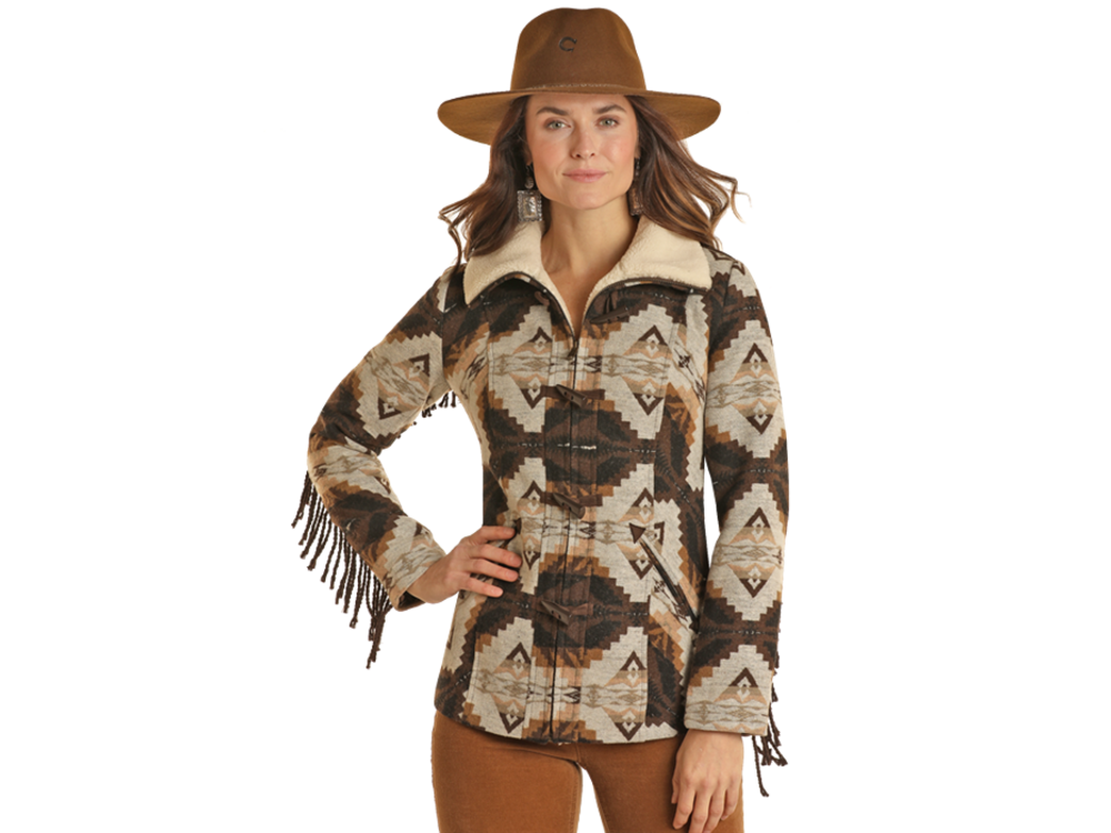 Powder River Outfitters Aztec Wool Coat with Fringe