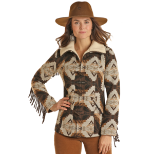 Powder River Outfitters Aztec Wool Coat with Fringe