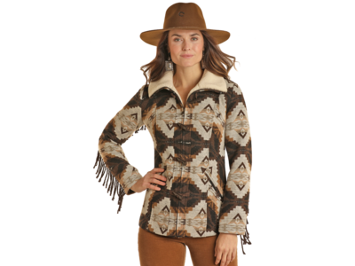 Powder River Outfitters Aztec Wool Coat with Fringe