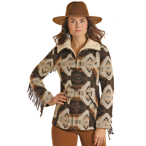 Powder River Outfitters Aztec Wool Coat with Fringe