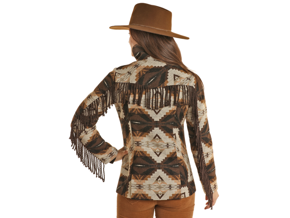 Powder River Outfitters Aztec Wool Coat with Fringe