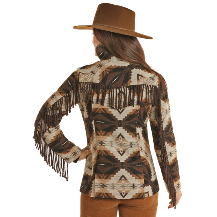 Powder River Outfitters Aztec Wool Coat with Fringe