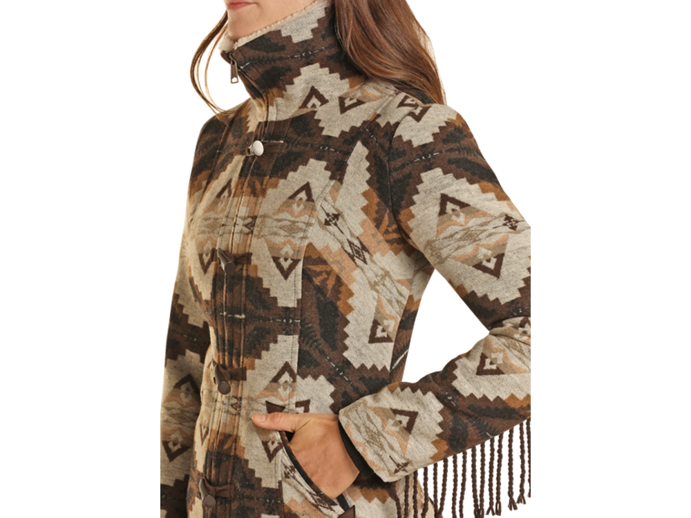 Powder River Outfitters Aztec Wool Coat with Fringe