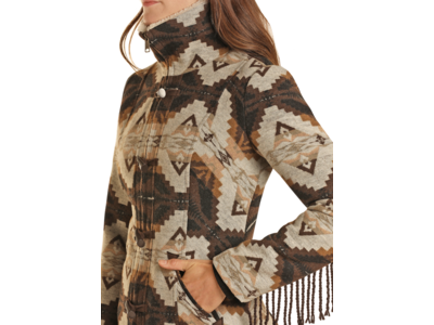 Powder River Outfitters Aztec Wool Coat with Fringe
