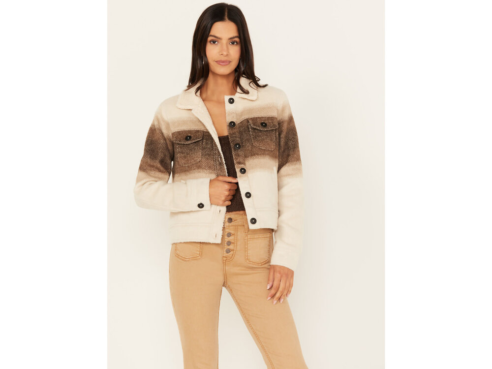 Rock and Roll Denim Sherpa Ombre Aztec Coat