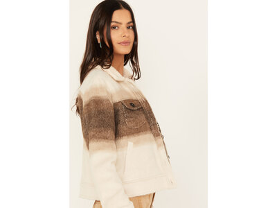 Rock and Roll Denim Sherpa Ombre Aztec Coat