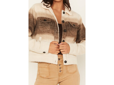 Rock and Roll Denim Sherpa Ombre Aztec Coat
