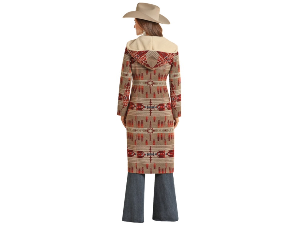 Powder River Outfitters Long Aztec Sherpa Lined Wool Coat