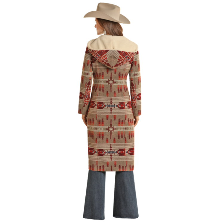 Powder River Outfitters Long Aztec Sherpa Lined Wool Coat