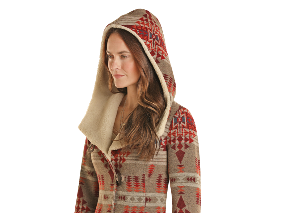 Powder River Outfitters Long Aztec Sherpa Lined Wool Coat