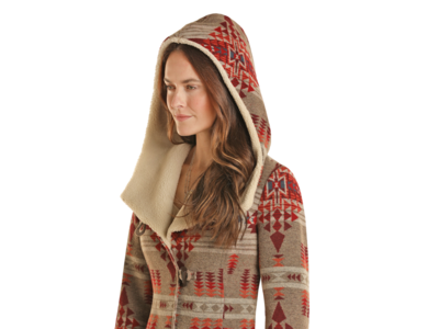 Powder River Outfitters Long Aztec Sherpa Lined Wool Coat