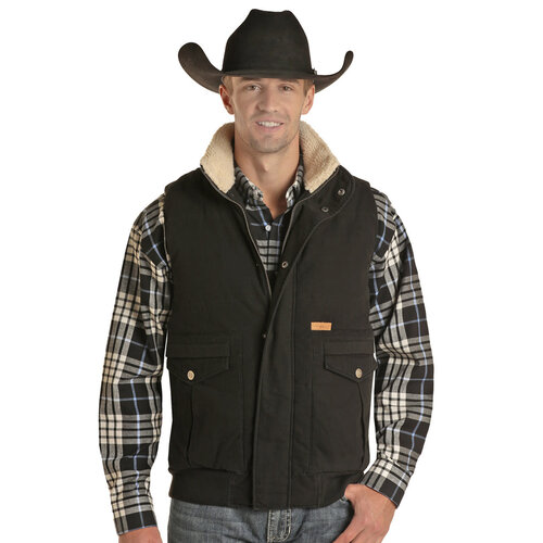 Powder River Outfitters Conceal Carry Cotton Canvas Vest- Black